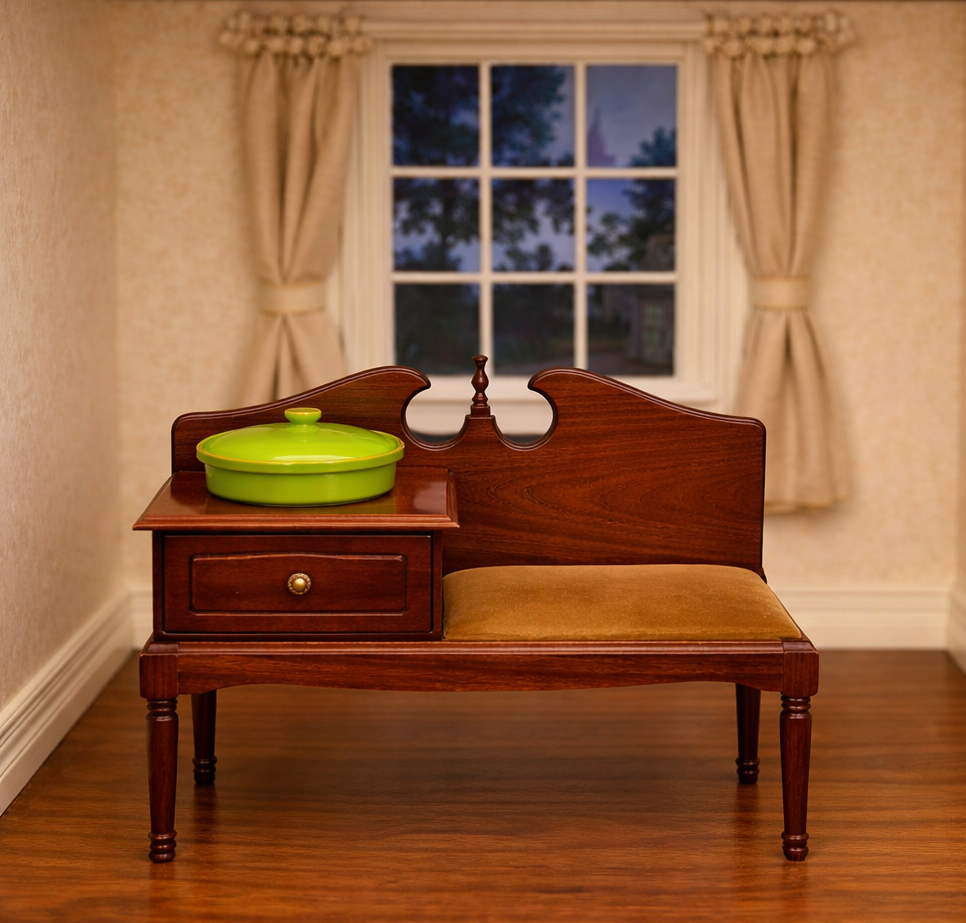 Vintage Wooden Telephone Seat / Gossip Bench – Great Condition